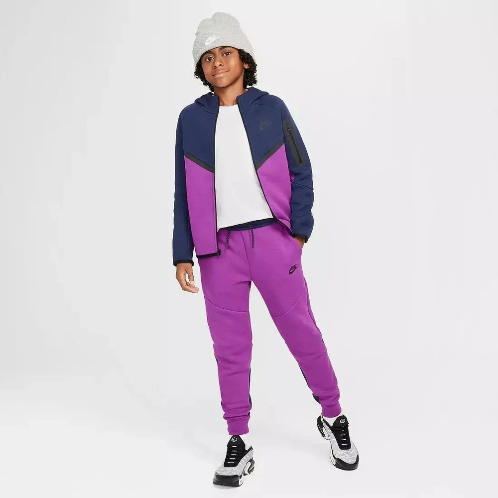 Nike Sportswear Tech Fleece Big Kids Joggers Purple Size Small HV5869-505 NEW